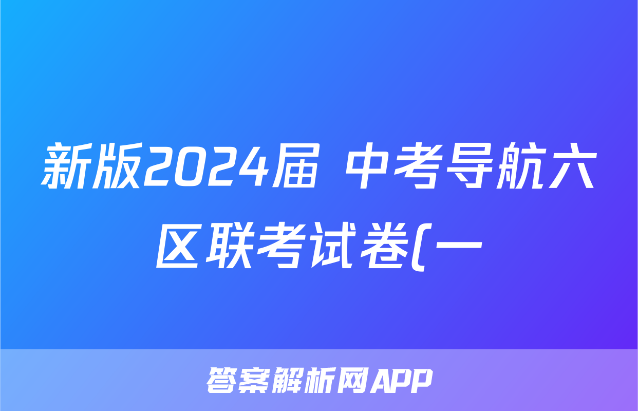 新版2024届 中考导航六区联考试卷(一)1化学答案